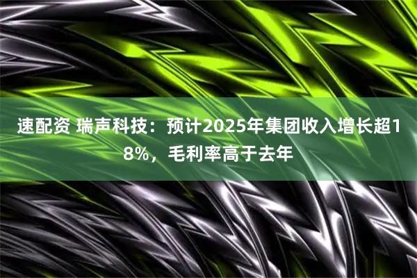 速配资 瑞声科技：预计2025年集团收入增长超18%，毛利率高于去年